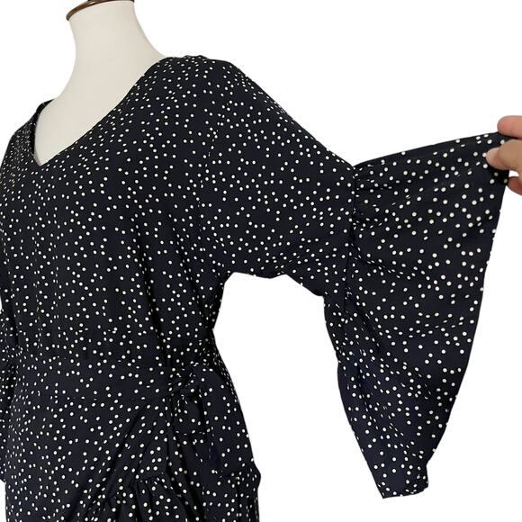 Dress‎ Forum Women's Navy Ruffle Sleeves Polka Dot Dress Size Medium - Picture 5 of 7